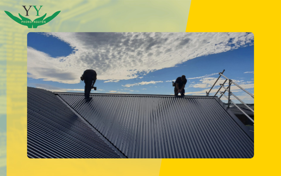 installation of square corrugated roofing